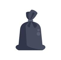Full black garbage bag tied up with string vector