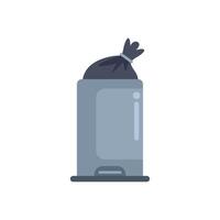 Trash can holding a garbage bag full of trash vector