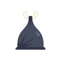 Full black plastic trash bag tied with handles waiting for garbage removal service vector