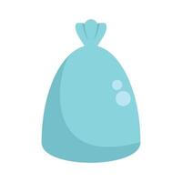Blue garbage bag tied up with string for easy disposal vector