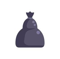 Black garbage bag tied with rope full of trash vector