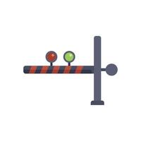 Railway crossing barrier with red and green warning lights signaling open and closed vector