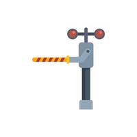 Railroad crossing sign with red lights flashing, warning about approaching train vector