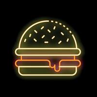 Neon sign showing a delicious burger dripping with sauce vector