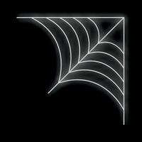 White neon spider web glowing on black background vector