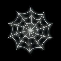White glowing neon spider web glowing on black background vector