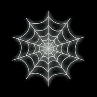 Glowing white spider web on black background for halloween vector