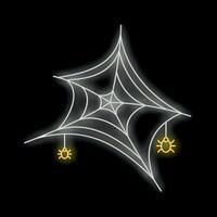 White neon spiderweb glowing on black background for halloween decoration vector