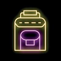 Glowing neon sign of a bread machine baking a loaf of bread vector
