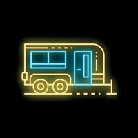 Neon sign representing a camper van for camping enthusiasts vector