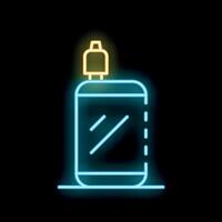 Neon icon of electronic cigarette glowing on black background vector