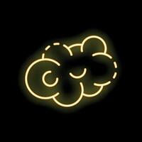 Yellow neon sign showing a sleeping cloud on black background vector