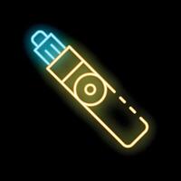 Glowing neon line electronic cigarette icon isolated on black background vector