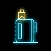 Neon sign representing an electronic cigarette glowing on a black background, perfect illustration for vaping and e liquid concepts vector