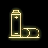 Glowing neon line electronic cigarette icon isolated on black background, modern vaporizing device vector