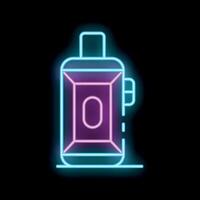 Neon glowing icon of electronic cigarette pod system on black background vector