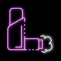 Neon purple inhaler spraying creating asthma relief vector