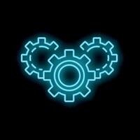 Neon icon of three gears working together vector