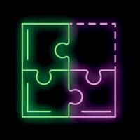 Neon puzzle pieces forming a square on a black background vector