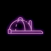 Glowing neon icon of a newsboy cap on a black background vector