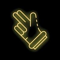 Neon yellow hand showing number two gesture on black background vector