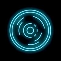Neon light glowing circular shape on black background vector