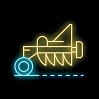 Neon agricultural cultivator for soil processing sign on a black background vector