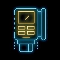 Neon sign of a credit card being inserted into a pos terminal vector