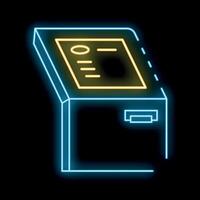 Neon atm machine with a blank screen on a black background vector