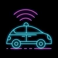 Neon icon of police car emitting wifi signal vector