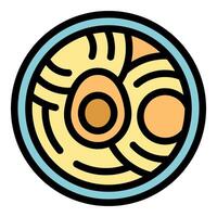Simple vector icon of a bowl of ramen with eggs