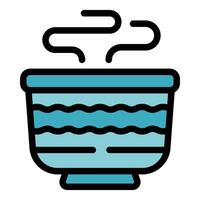 Steaming bowl of water releasing aromatic steam for relaxation vector