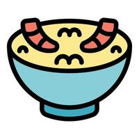 Bowl of shrimp soup with steam coming out vector
