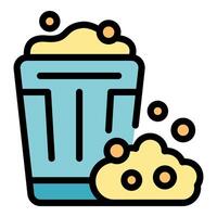 Overflowing trash can filled with garbage stinking and overflowing vector