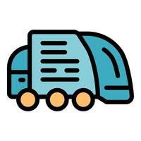 Garbage truck collecting trash using modern technology icon vector