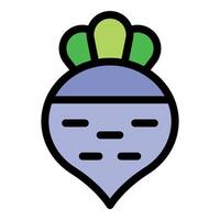 Fresh turnip root vegetable showing three green leaves vector