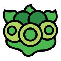 Green blob character looking with big round eyes surprised vector