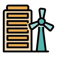 Modern building using wind power for energy consumption vector