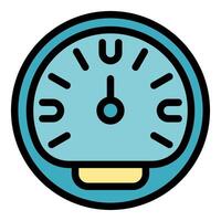 Round speedometer showing optimal speed level icon vector
