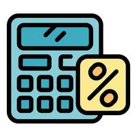 Calculator showing percentage sign for interest rate calculation vector