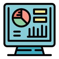 Computer showing statistical charts for business analysis and market research vector