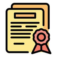 Notary approving and stamping documents with red ribbon seal vector