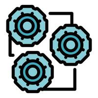 Digital network algorithm with connected gear wheels icon vector