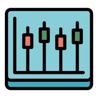 Audio mixer console panel showing recording levels icon vector