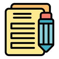 Pencil taking notes on paper with lines representing writing vector