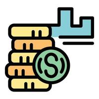 Key unlocking financial success with stack of coins representing wealth and investment vector