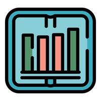 Tablet showing a statistical bar chart icon vector