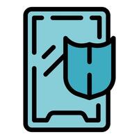 Smartphone being protected by a shield icon vector