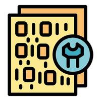 Digital file showing binary code being repaired with wrench icon vector