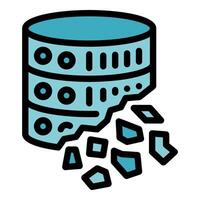 Database crumbling showing loss of data concept icon vector